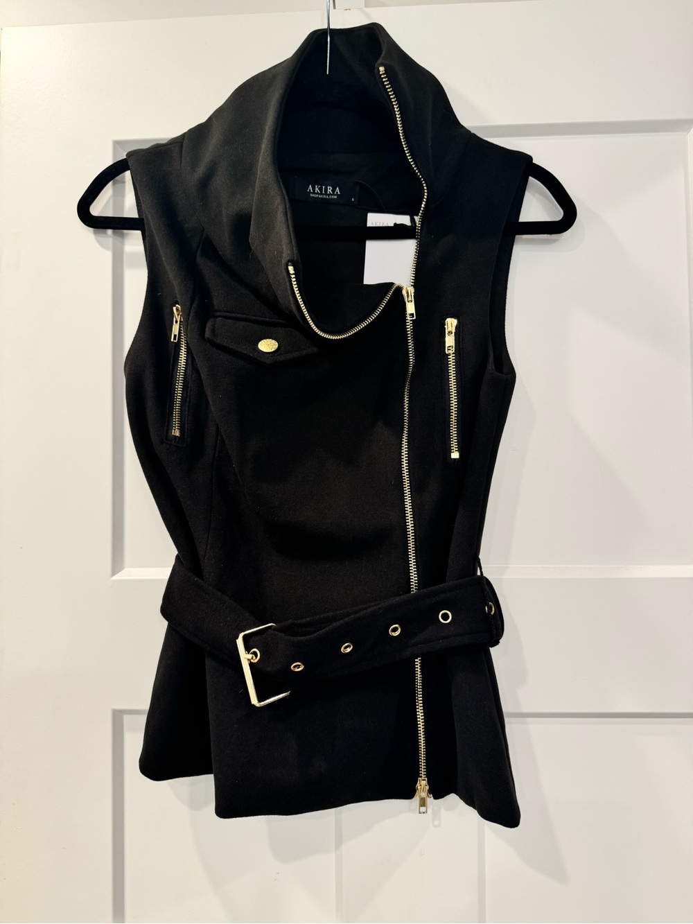 NWT AKIRA Black Sleeveless Moto Vest